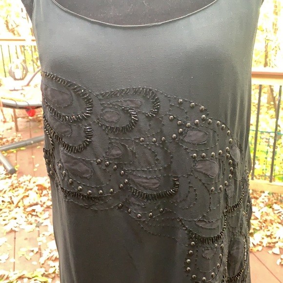 Jenny Hahn sheer black slip dress with beaded detail. - Picture 3 of 8